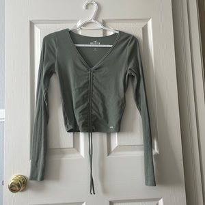 Sage green cinch front long sleeve